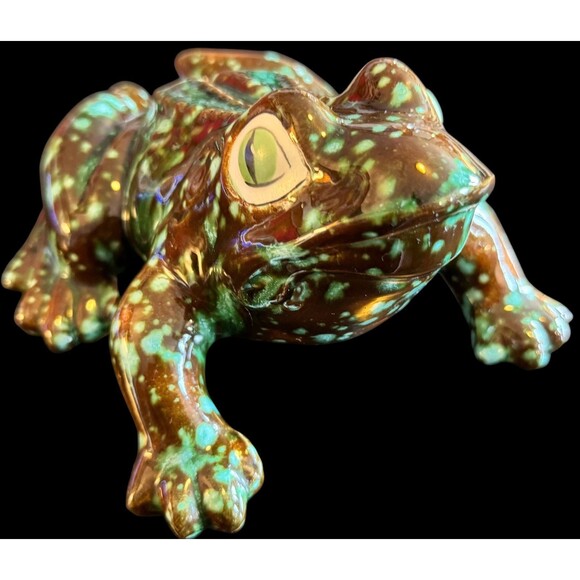 Vintage Large Green Ceramic Frog 🐸 Toad Figurine Hand Crafted Signed Dated 1971 - Picture 9 of 16
